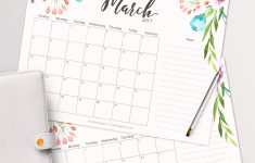 Free Printable Planner - 2017 March Calendar With Beautiful - Free Cute Printable Planner 2017