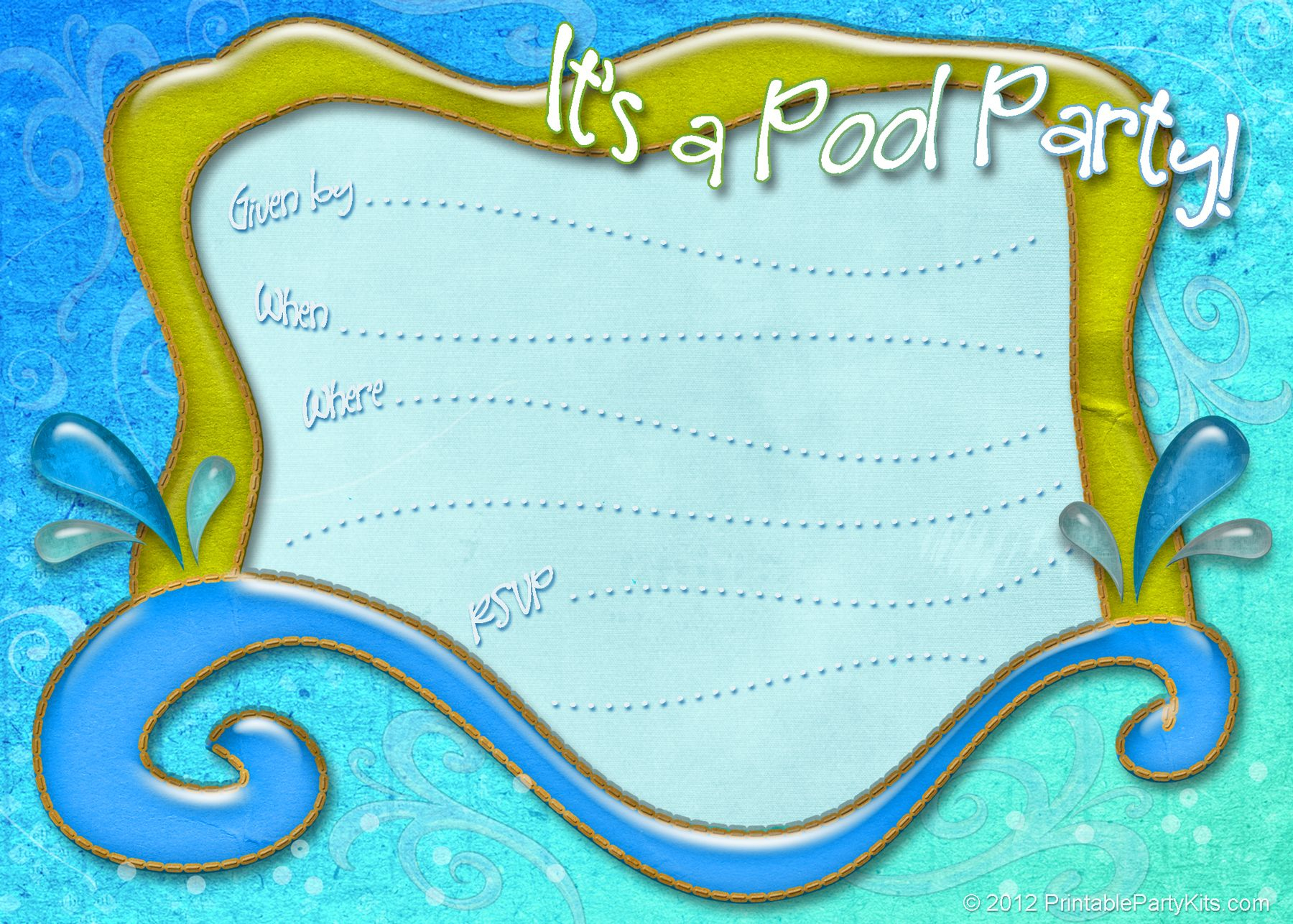 Free Printable Pool Party Invitation Template From - Free Printable Pool Party Invitation Cards