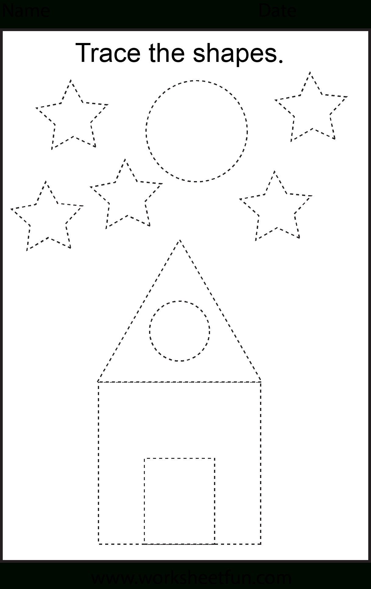 Free Printable Preschool Worksheets - This One Is Trace The Shapes - Free Printable Preschool Worksheets