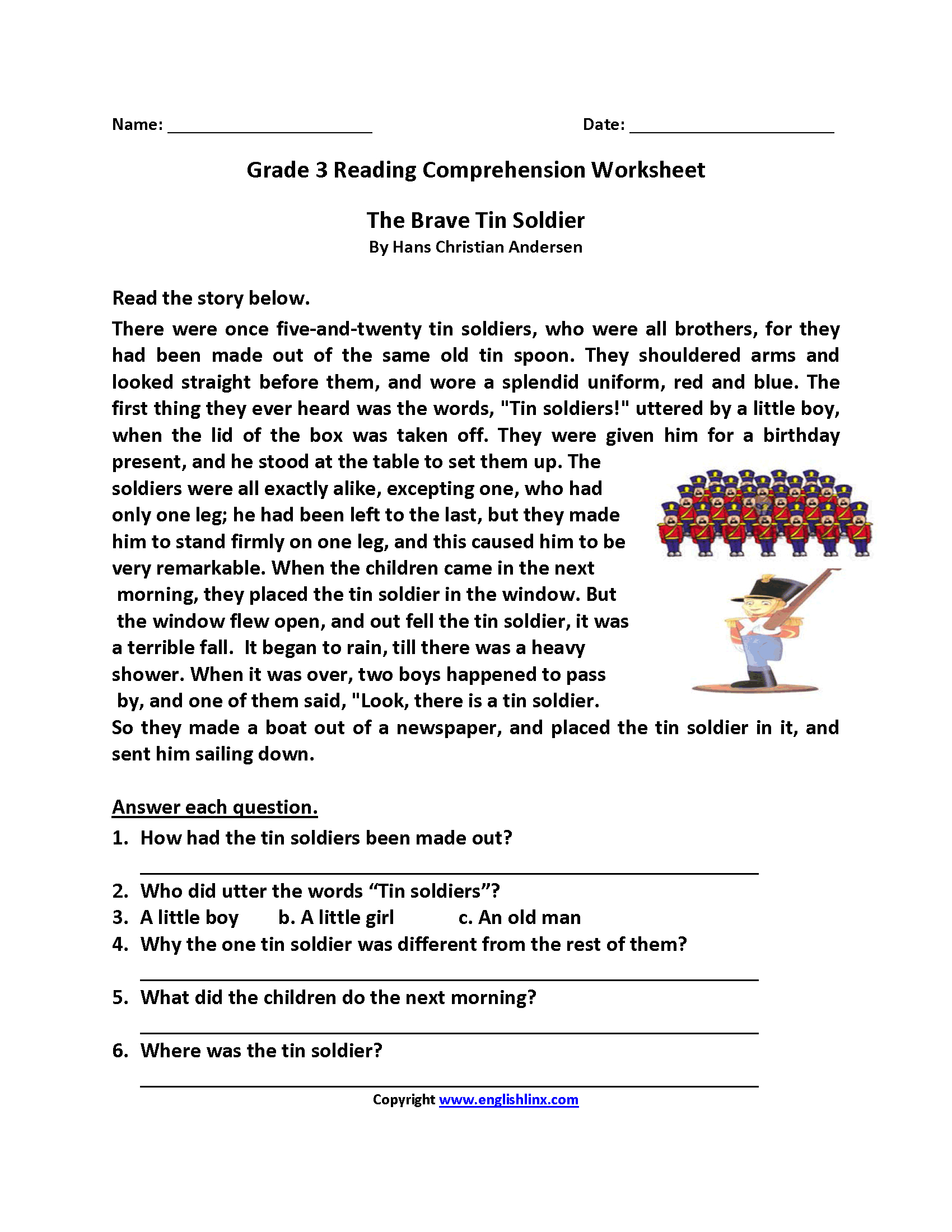 Third Grade Reading Worksheets Free Printable Free Printable