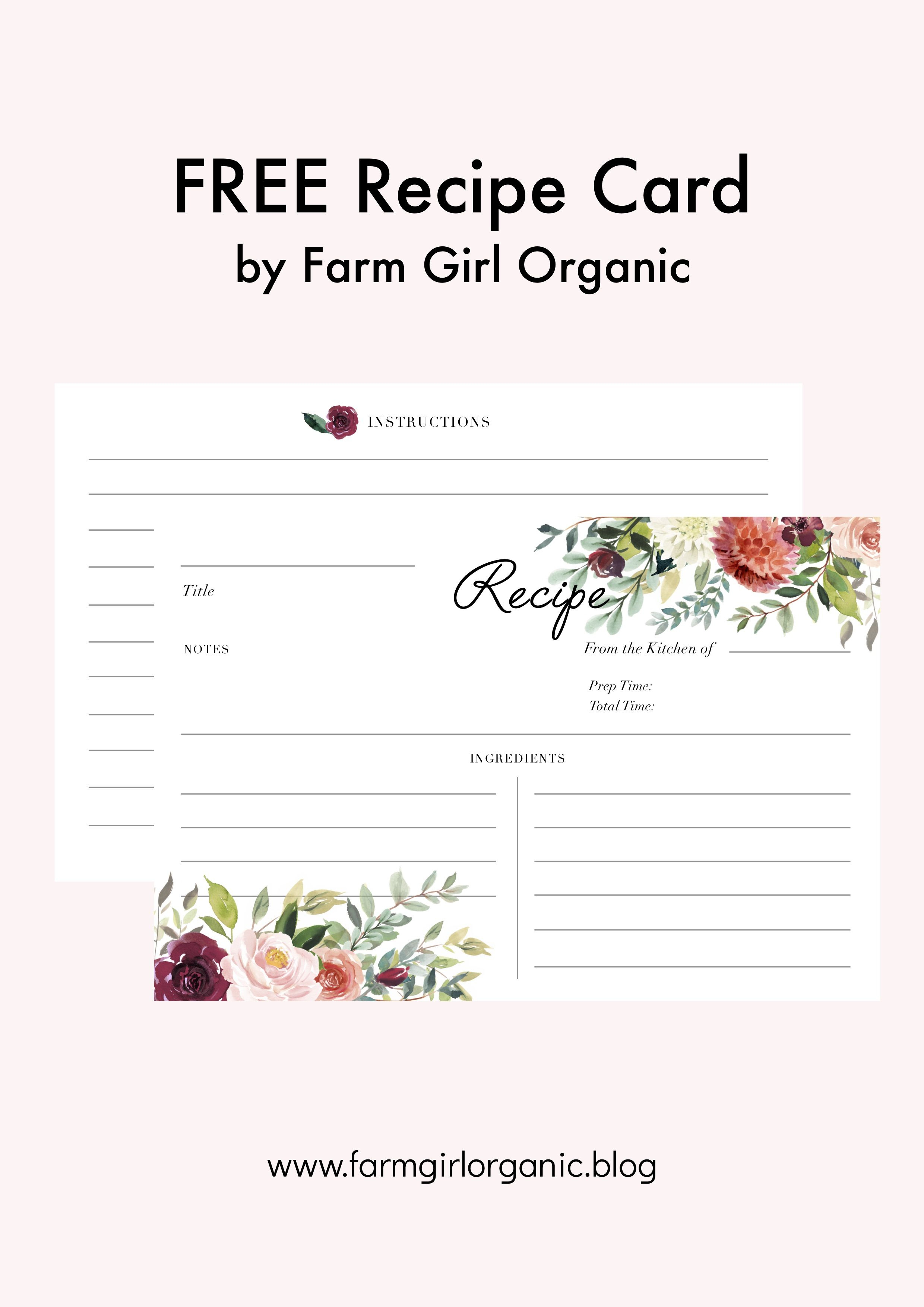 Free Printable Recipe Cardfarm Girl Organic ::::::::: Pdf File - Free Printable Cookbooks Pdf