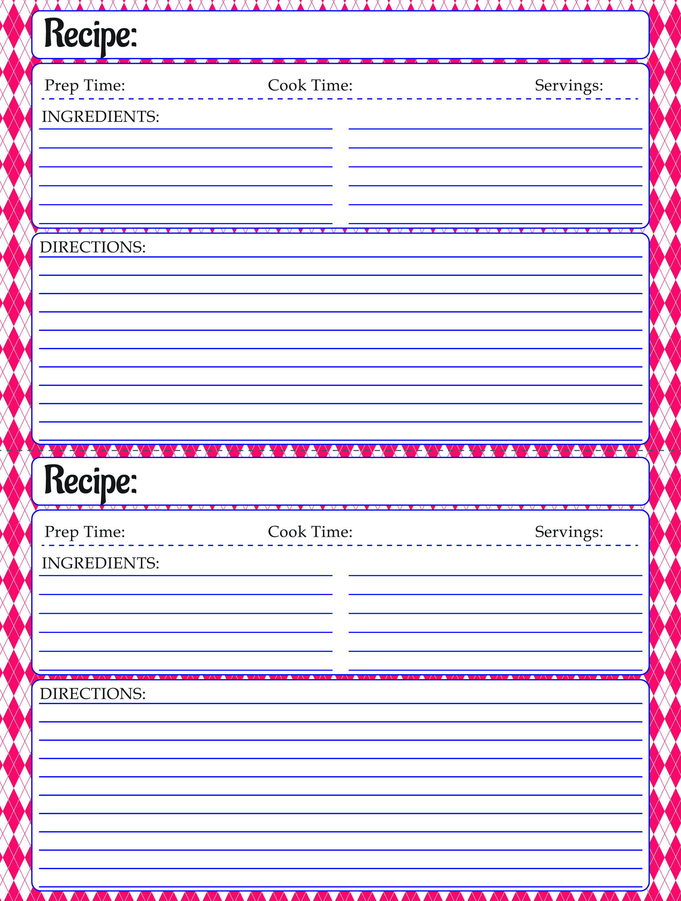 Free} Printable Recipe Template | Карти-Рецепти | Pinterest - Free Printable Recipe Templates