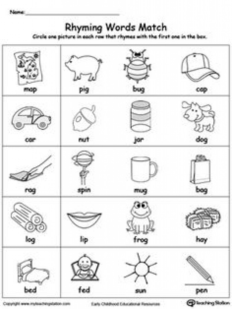 Free Printable Rhymes Rhyming Words Worksheets For Preschool - Free Printable Rhyming Activities For Kindergarten