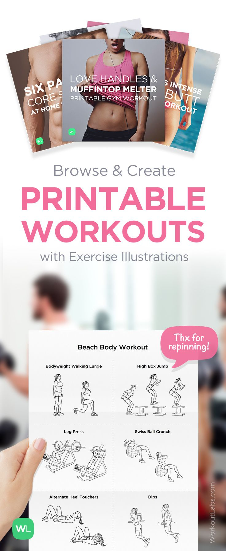 Free Printable Routines, Workout Packs And Exercise Programs - Free Printable Gym Workout Routines