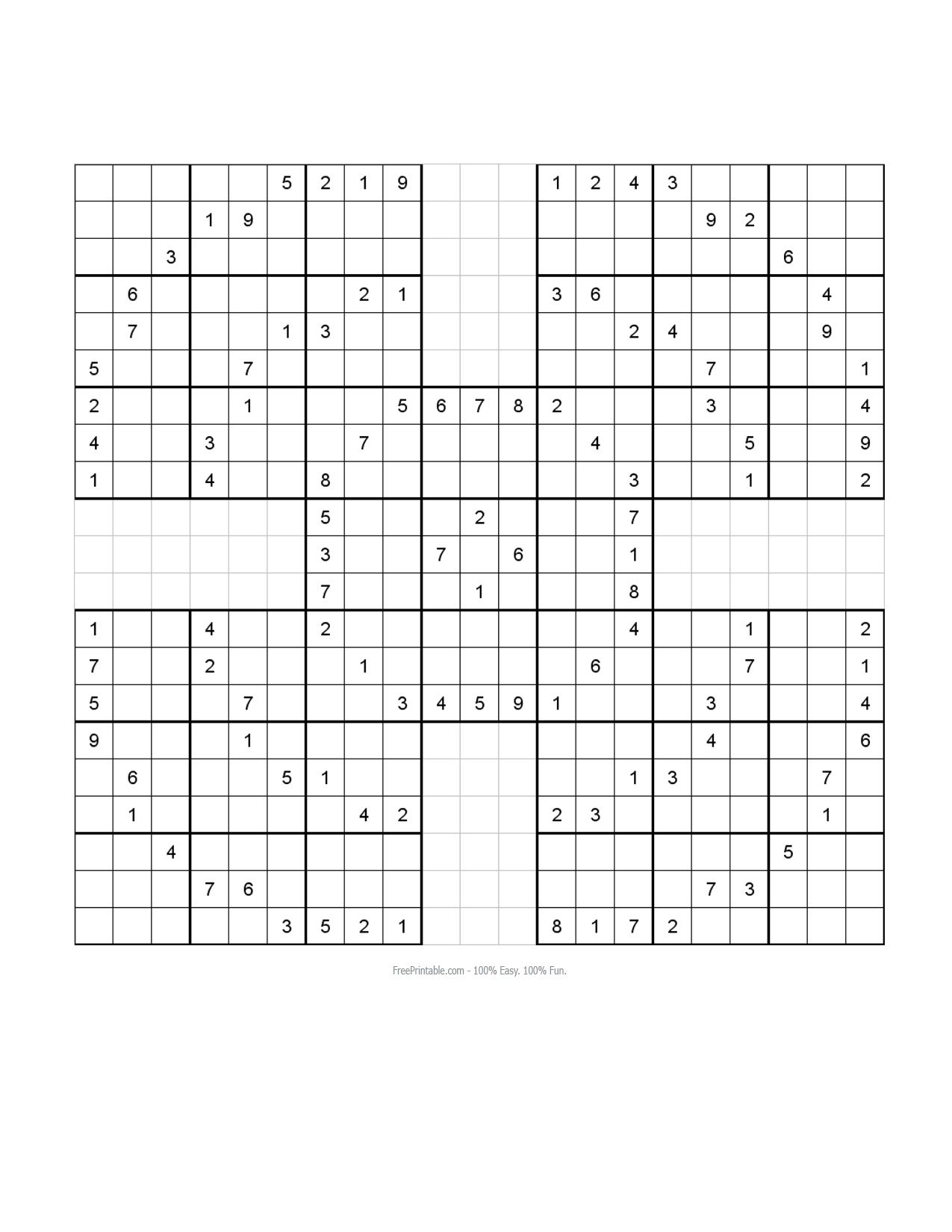 Free Printable Samurai Sudoku Free Printable