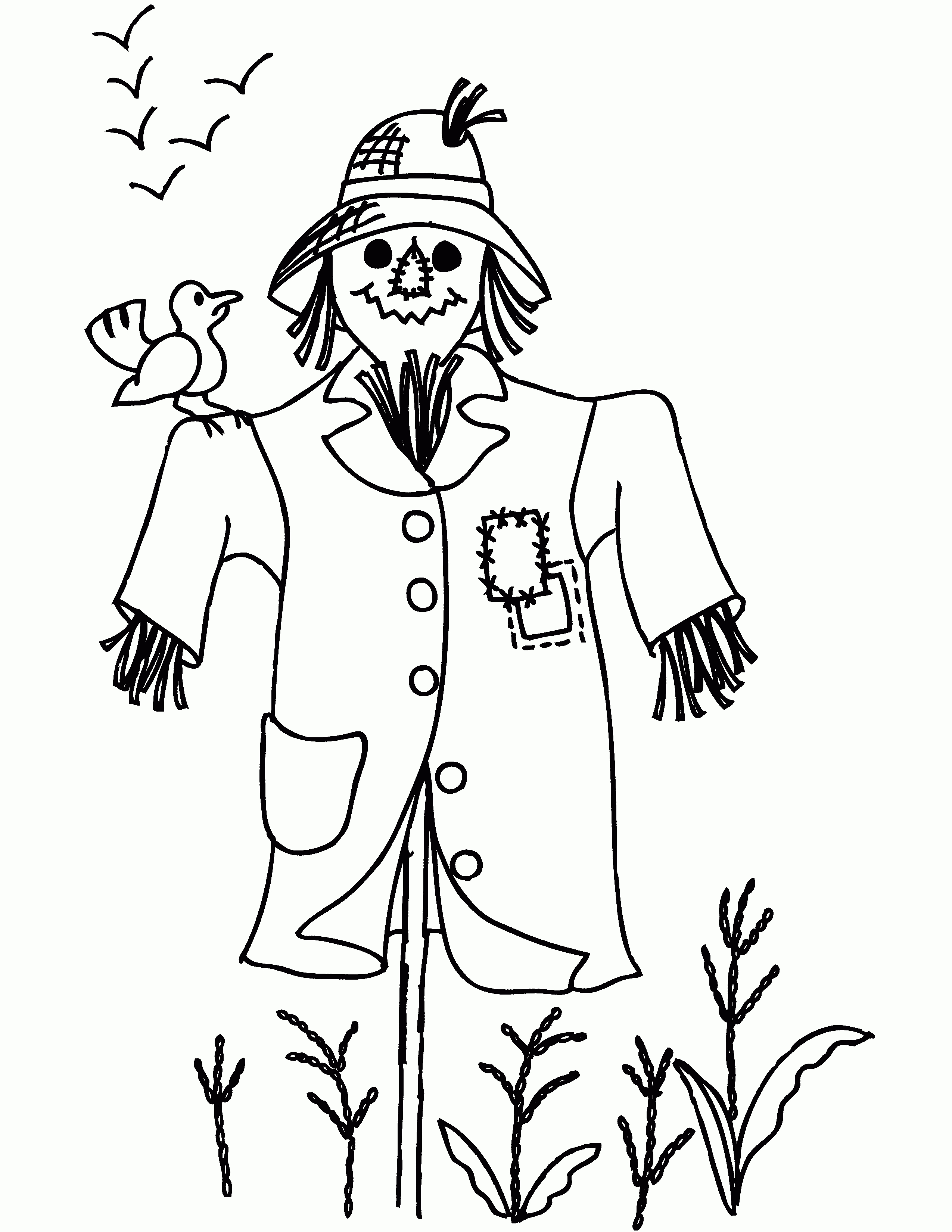 Free Printable Scarecrow Coloring Pages For Kids | Scarecrow Designs - Free Scarecrow Template Printable