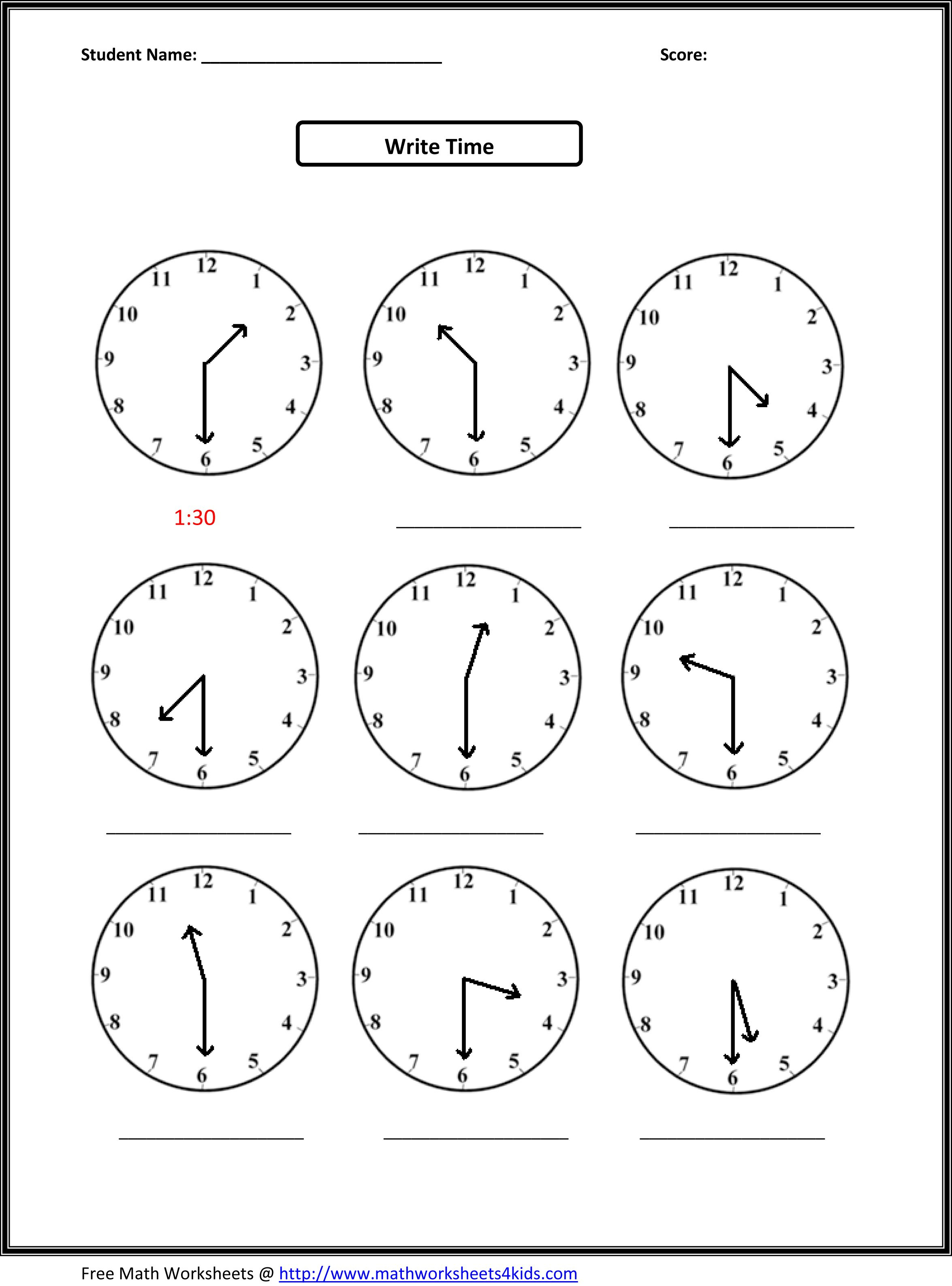 Free Printable Second Grade Math Worksheets » High School Worksheets - Free Printable Time Worksheets For Kindergarten