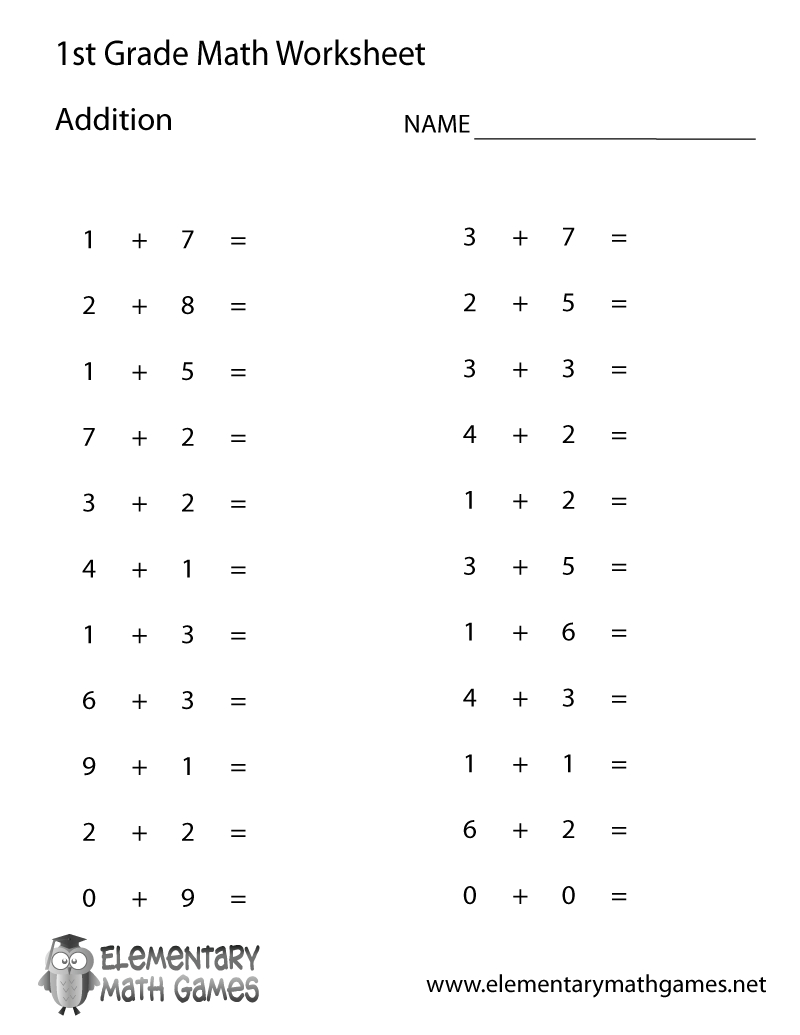 Free Printable Simple Addition Worksheet For First Grade - Free Printable First Grade Fraction Worksheets