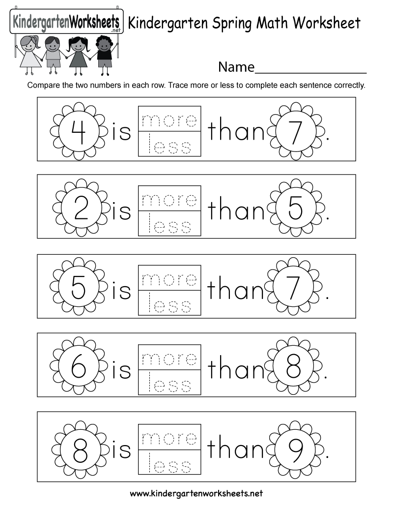 Free Printable Spring Math Worksheet For Kindergarten - Free Printable Math Worksheets For Kindergarten
