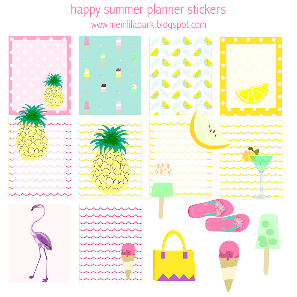 Free Printable Summer Planner Stickers - Ausdruckbare Etiketten - Free Printable Summer Pictures
