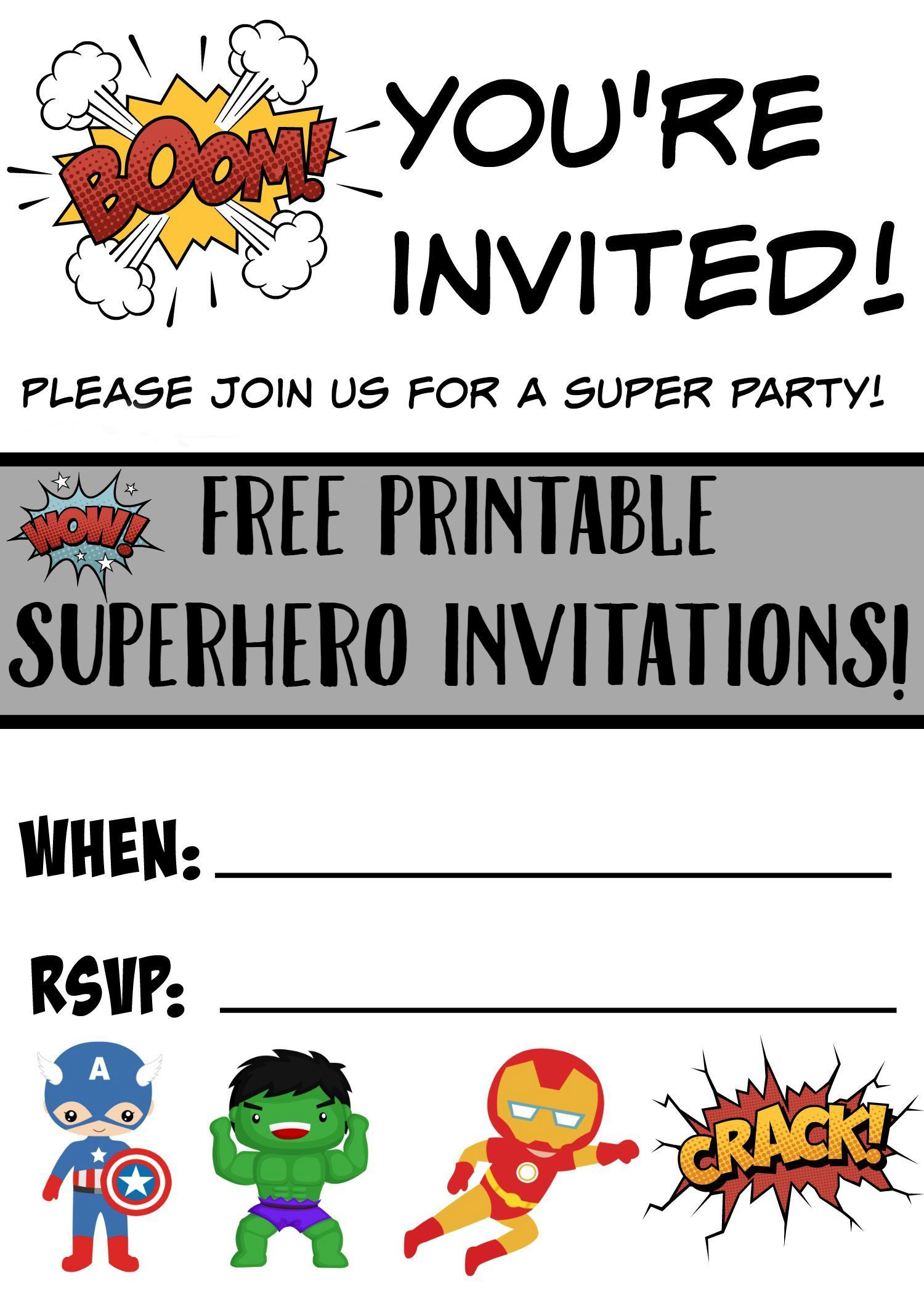 Free Printable Superhero Birthday Invitations | Superheroes Party - Avengers Printable Invitations Free