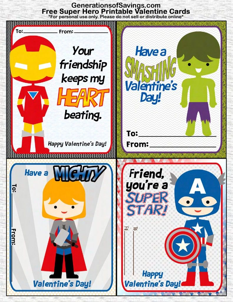 Free Printable Superhero Valentine&amp;#039;s Day Cards | Valentine Love - Free Printable Superman Valentine Cards