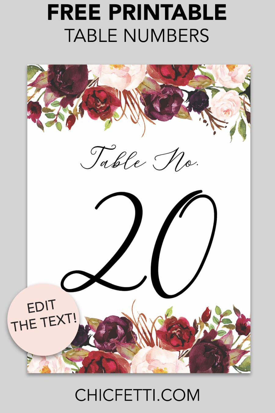 Free Printable Table Numbers - Download And Print These Free Printab - Free Printable Table Numbers