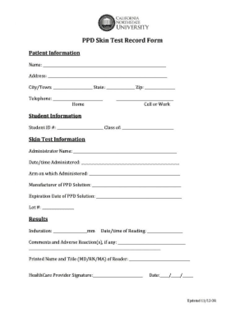 Free Printable Tb Test Form | Free Printable - Free Printable Tb Test Form