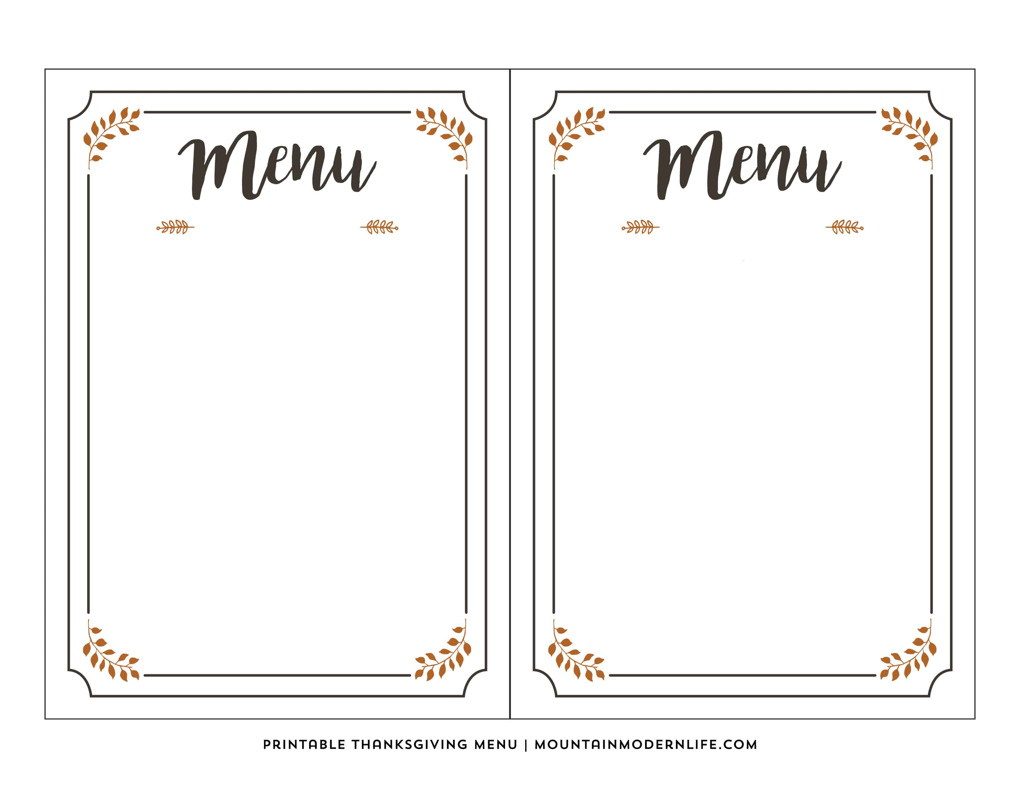 Free Printable Thanksgiving Menu | Mountainmodernlife - Free Printable Thanksgiving Menu Template