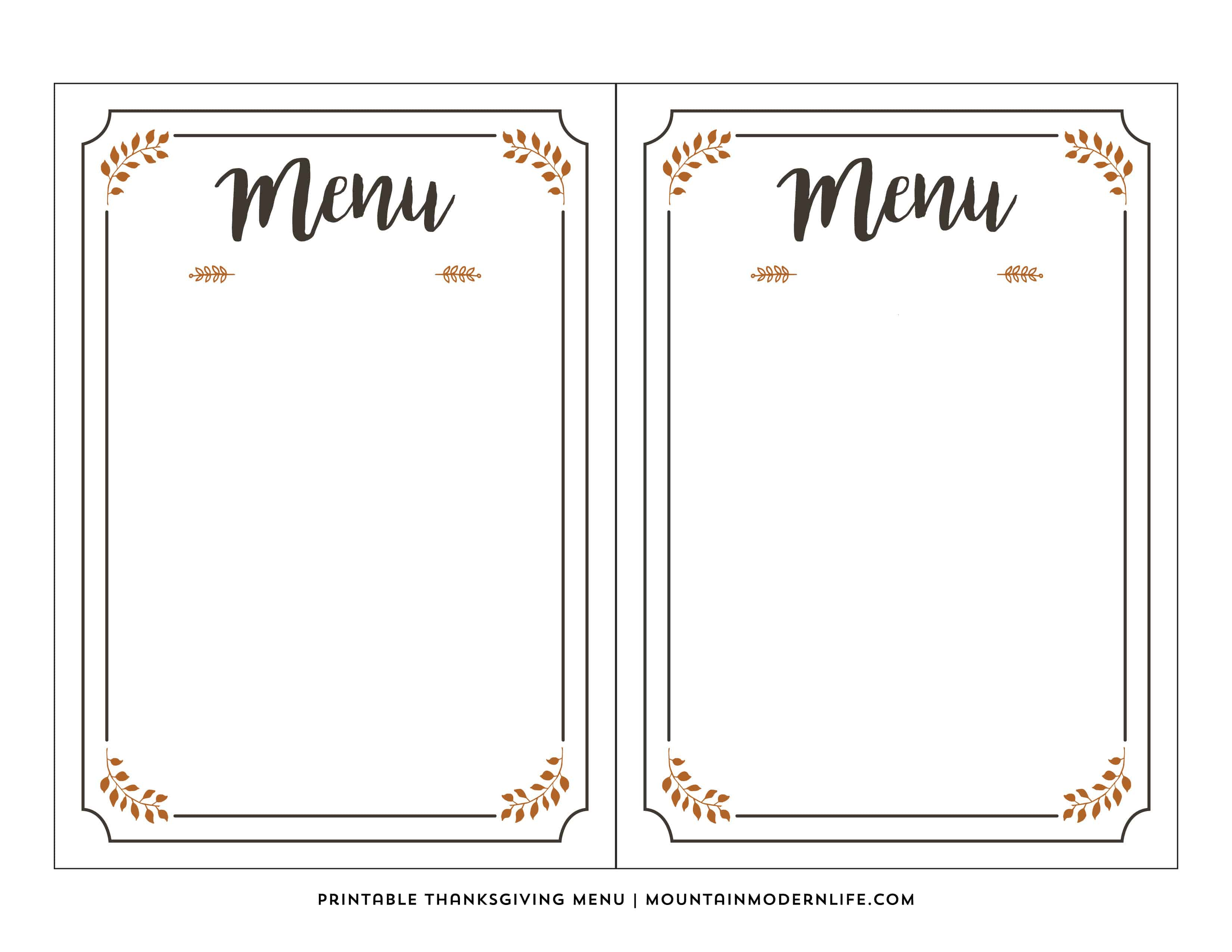 Free Printable Thanksgiving Menu Template Free Printable