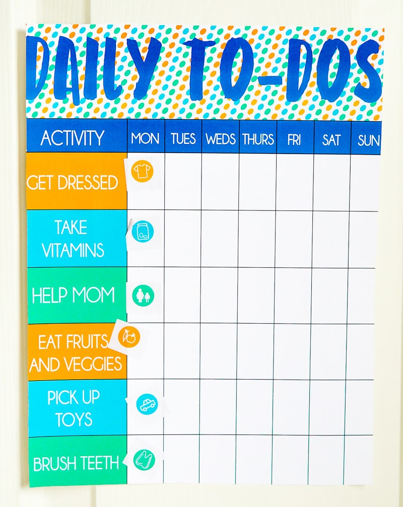 Free Printable Toddler Chore Chart And Stickers - Play.party.plan - Free Printable Toddler Chore Chart