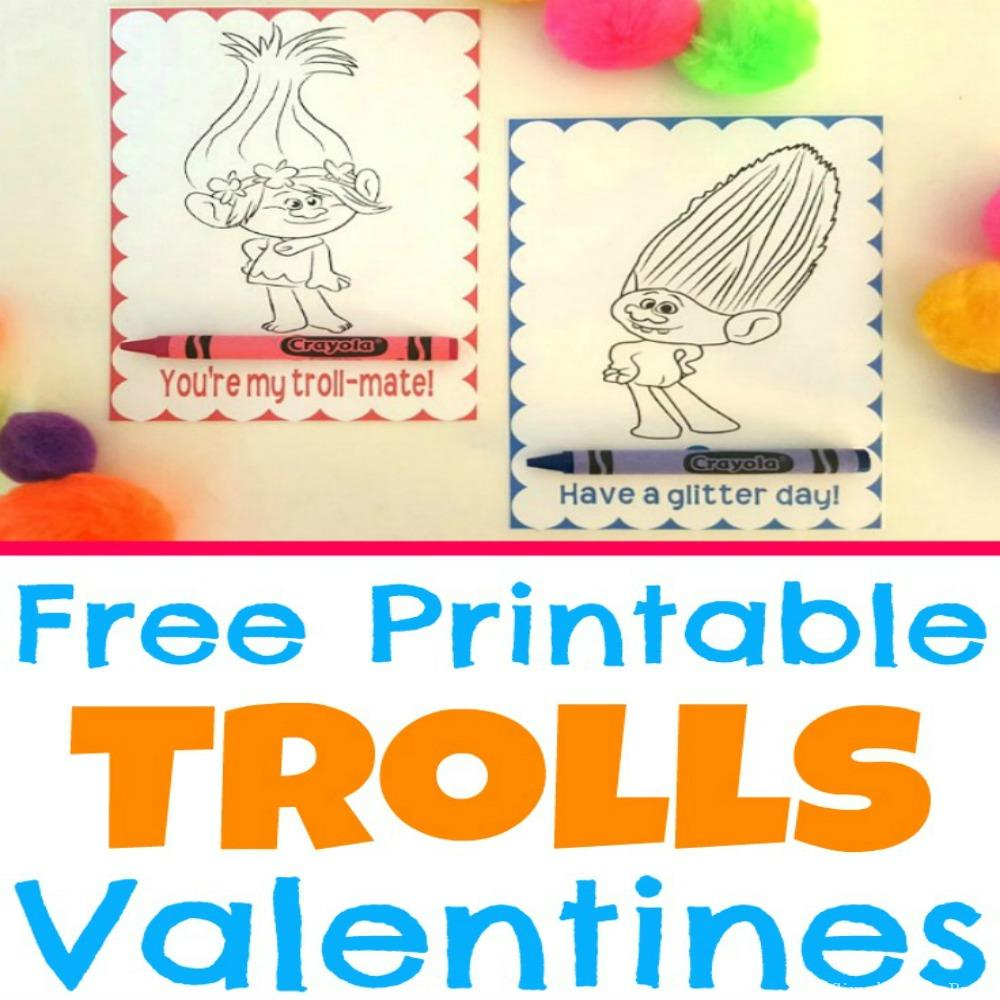 Free Printable Trolls Movie Valentine Coloring Cards - Simple Made - Free Printable Trolls