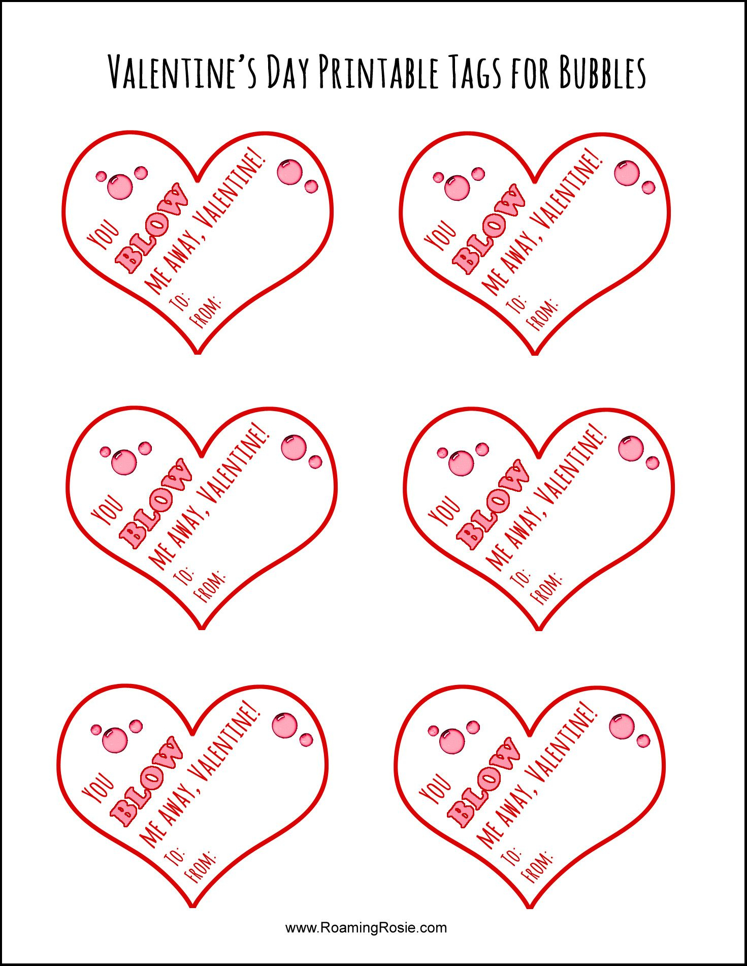 Free Printable Valentine&amp;#039;s Day Tags For Bubbles | Valentine&amp;#039;s Day - Free Printable Valentines Day Tags