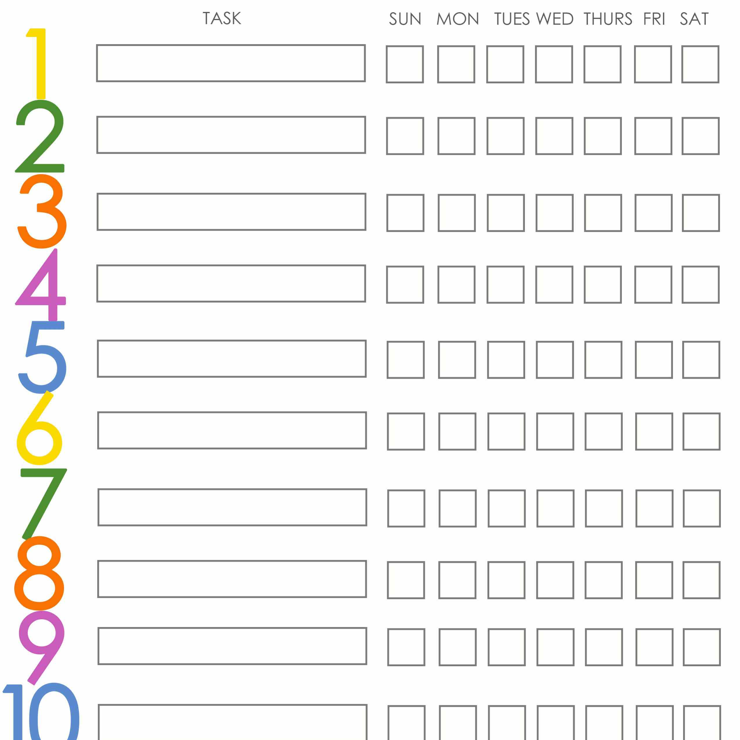 Free Printable Weekly Chore Charts - Chore Chart For Adults Printable Free