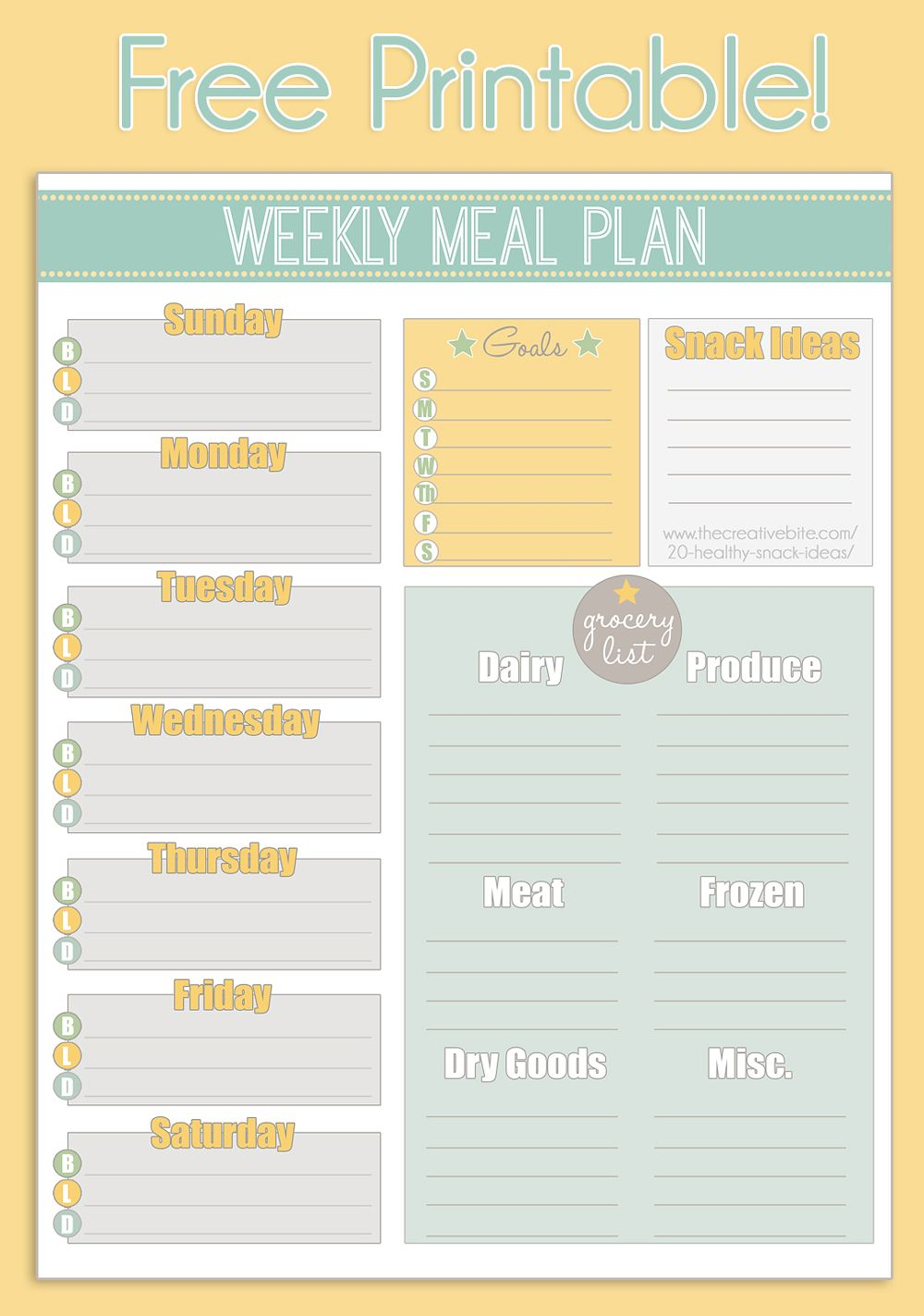 Free Printable Weekly Meal Planner | Printable Planner | Pinterest - Free Printable Weekly Meal Planner