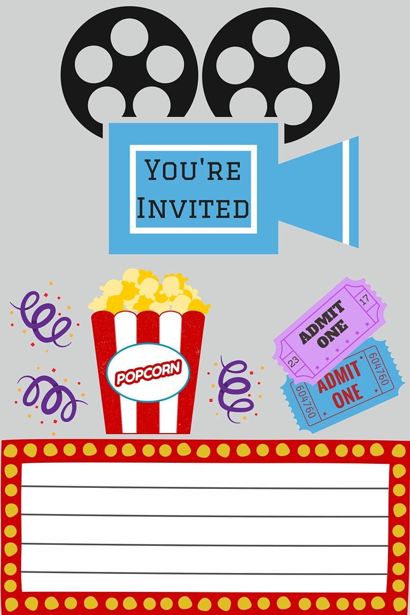 Free Printables | Movie Night Party | Movie Night Invitations, Movie - Movie Night Birthday Invitations Free Printable