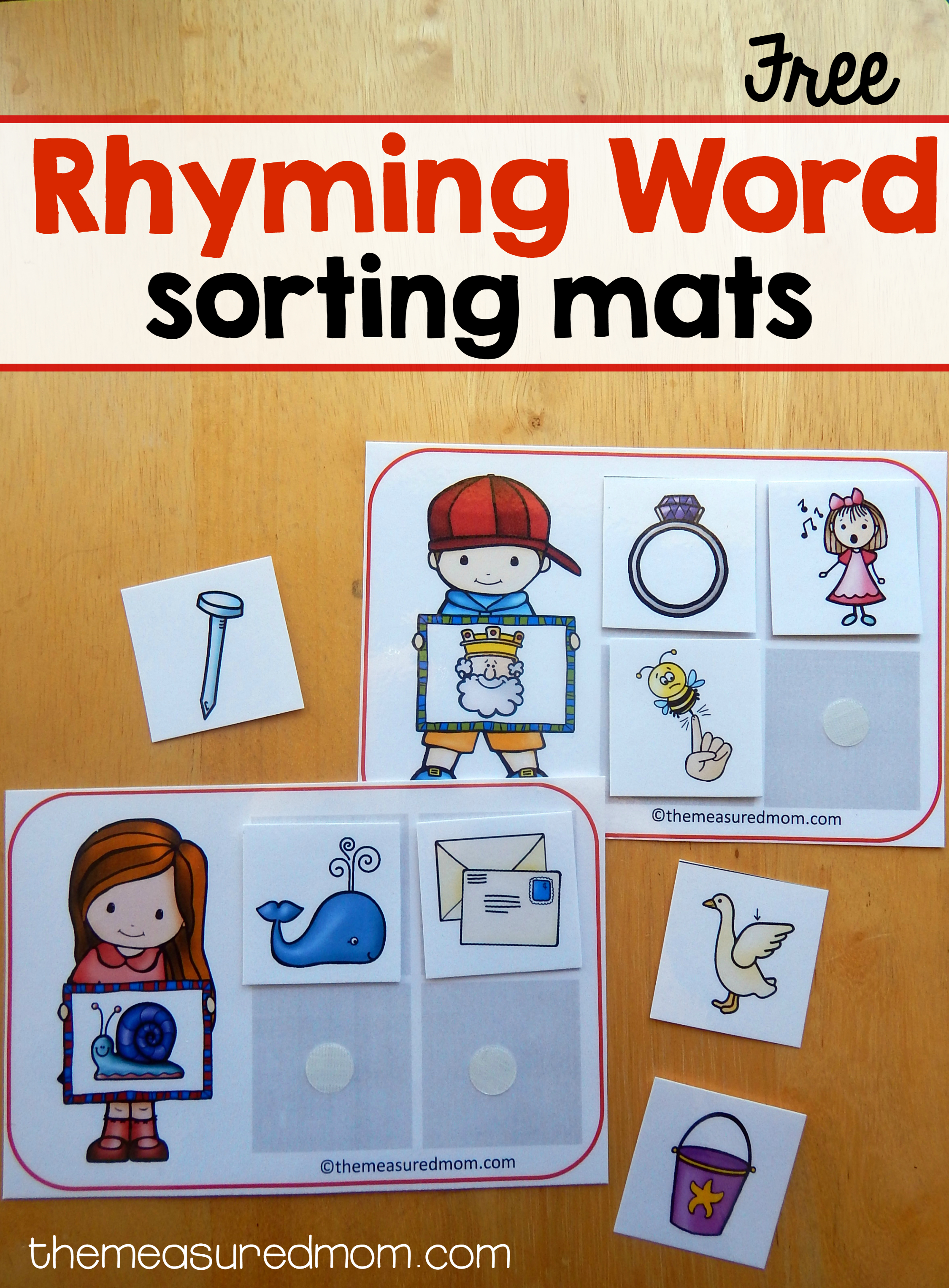 Free Printables - The Measured Mom - Free Printable Rhyming Words Flash Cards