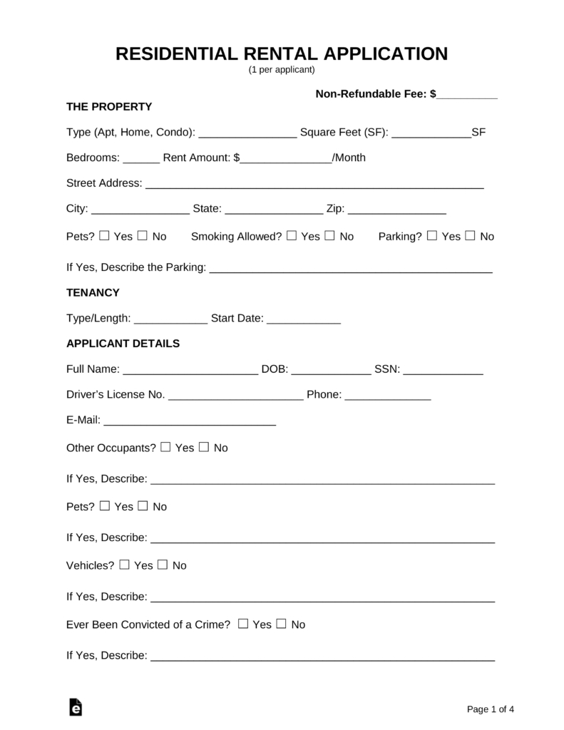 free printable landlord forms