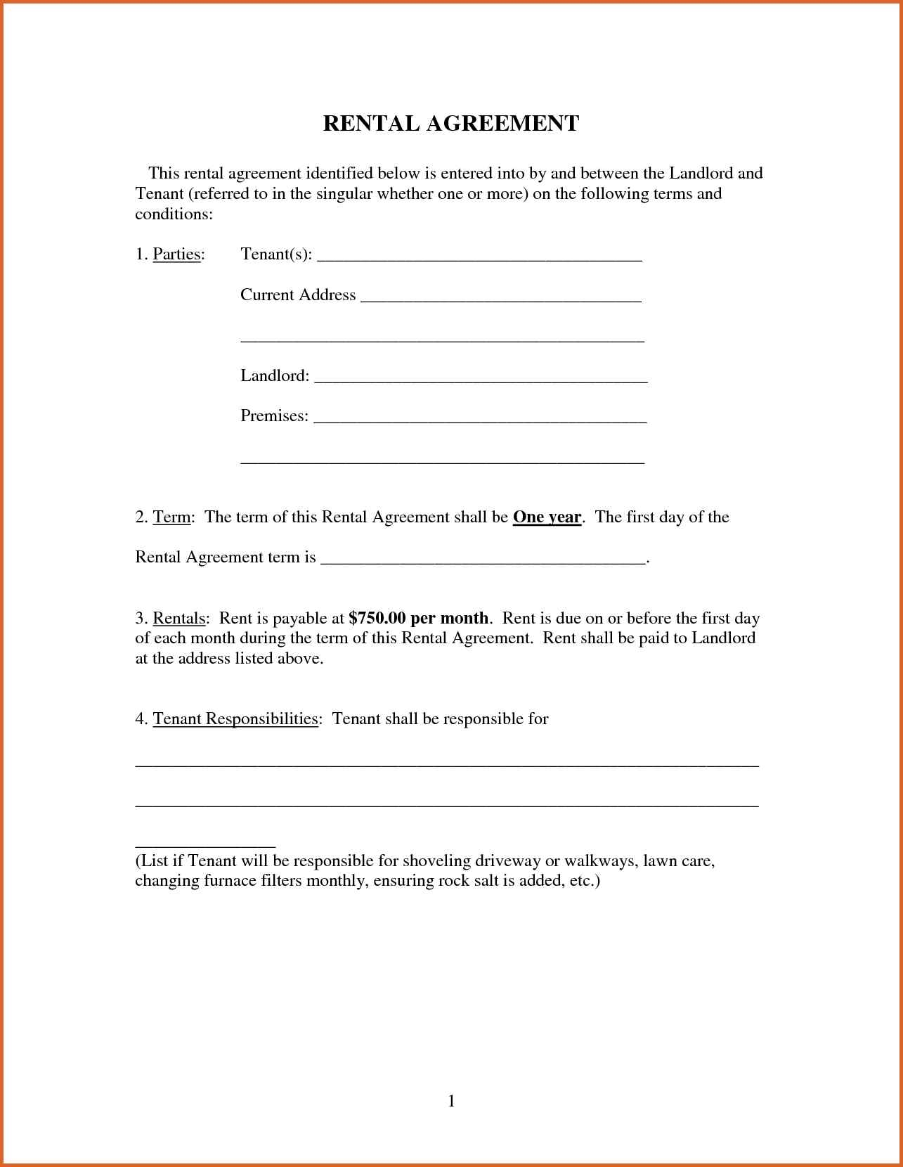 Free Rental Lease Agreement Letterhead Template Sample Rent Image - Free Printable Basic Will