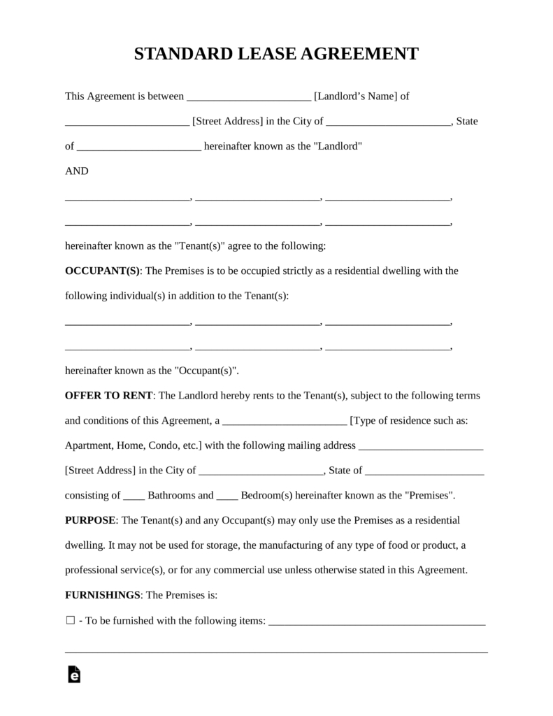 Free Rental Lease Agreement Templates - Residential &amp;amp; Commercial - Free Printable Lease Agreement Ny