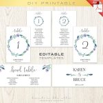 Free Seating Chart Template Wedding Table Co Floral Numbers   Free Printable Wedding Seating Chart Template