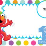 Free Sesame Street 1St Birthday Invitation Template | Drevio   Free Printable Sesame Street Cupcake Toppers