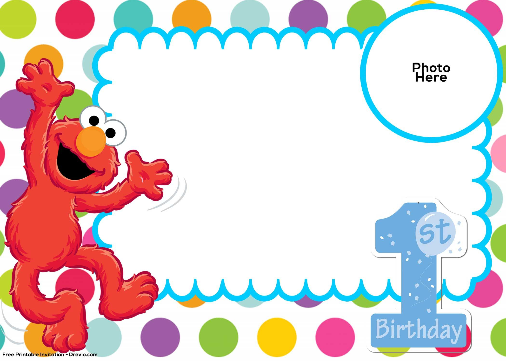 Free Sesame Street 1St Birthday Invitation Template | Drevio - Free Printable Sesame Street Cupcake Toppers