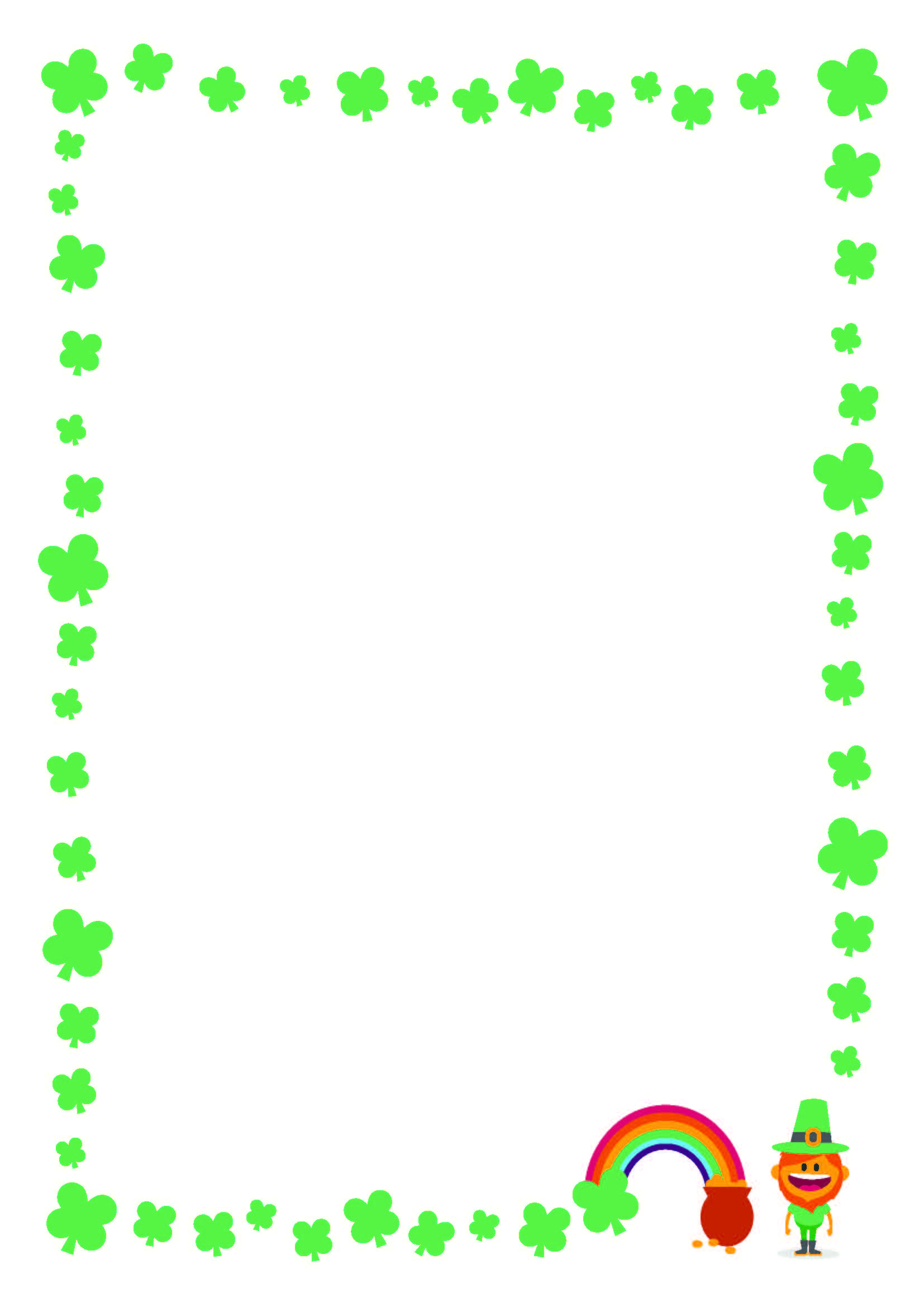 Free St. Patrick&amp;#039;s Day Printable Writing Paper With Clover Border - Free Printable Writing Paper With Borders