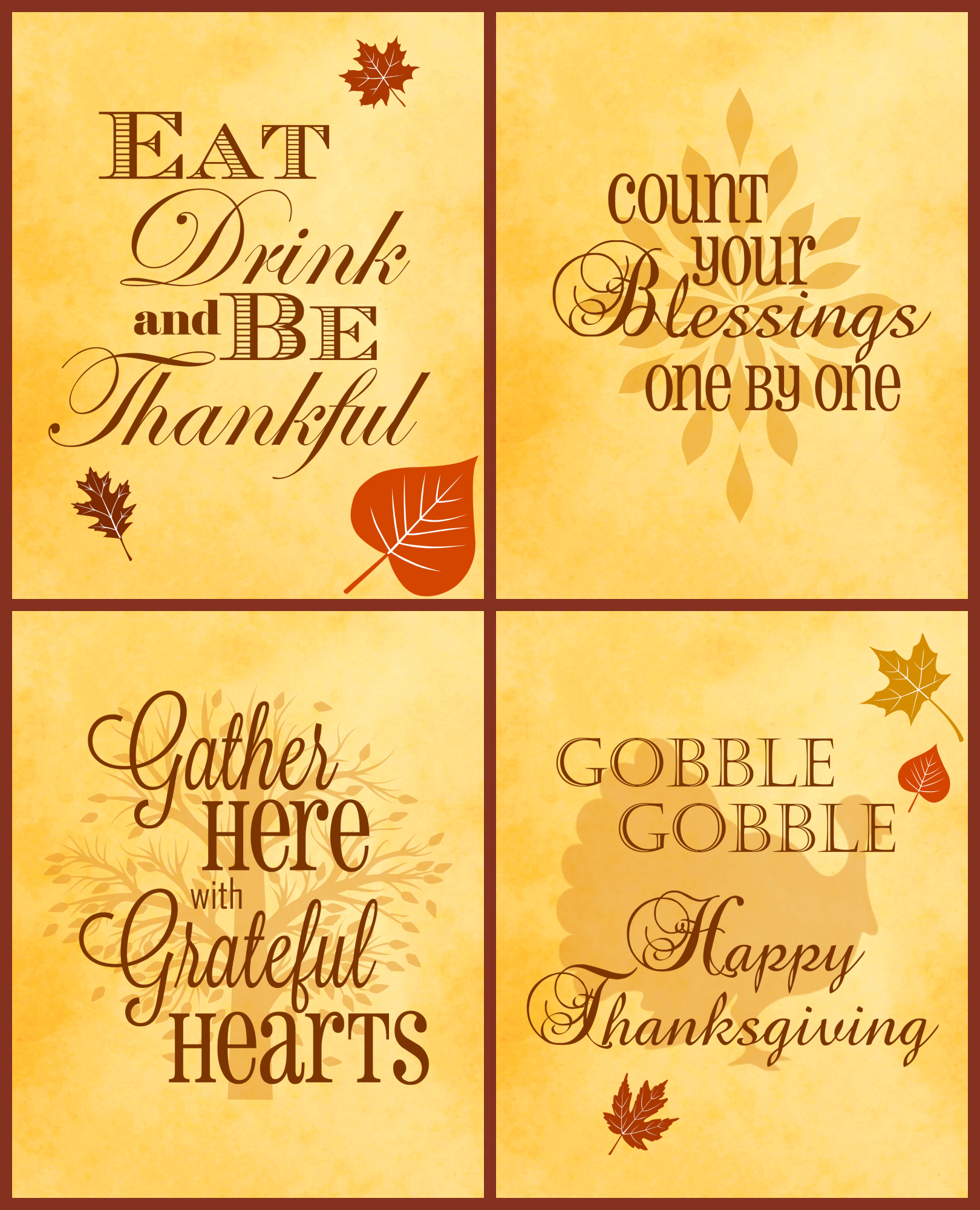 Free Thanksgiving Printables 4 Pack | Serendipity And Spice - Free Printable Thanksgiving Images