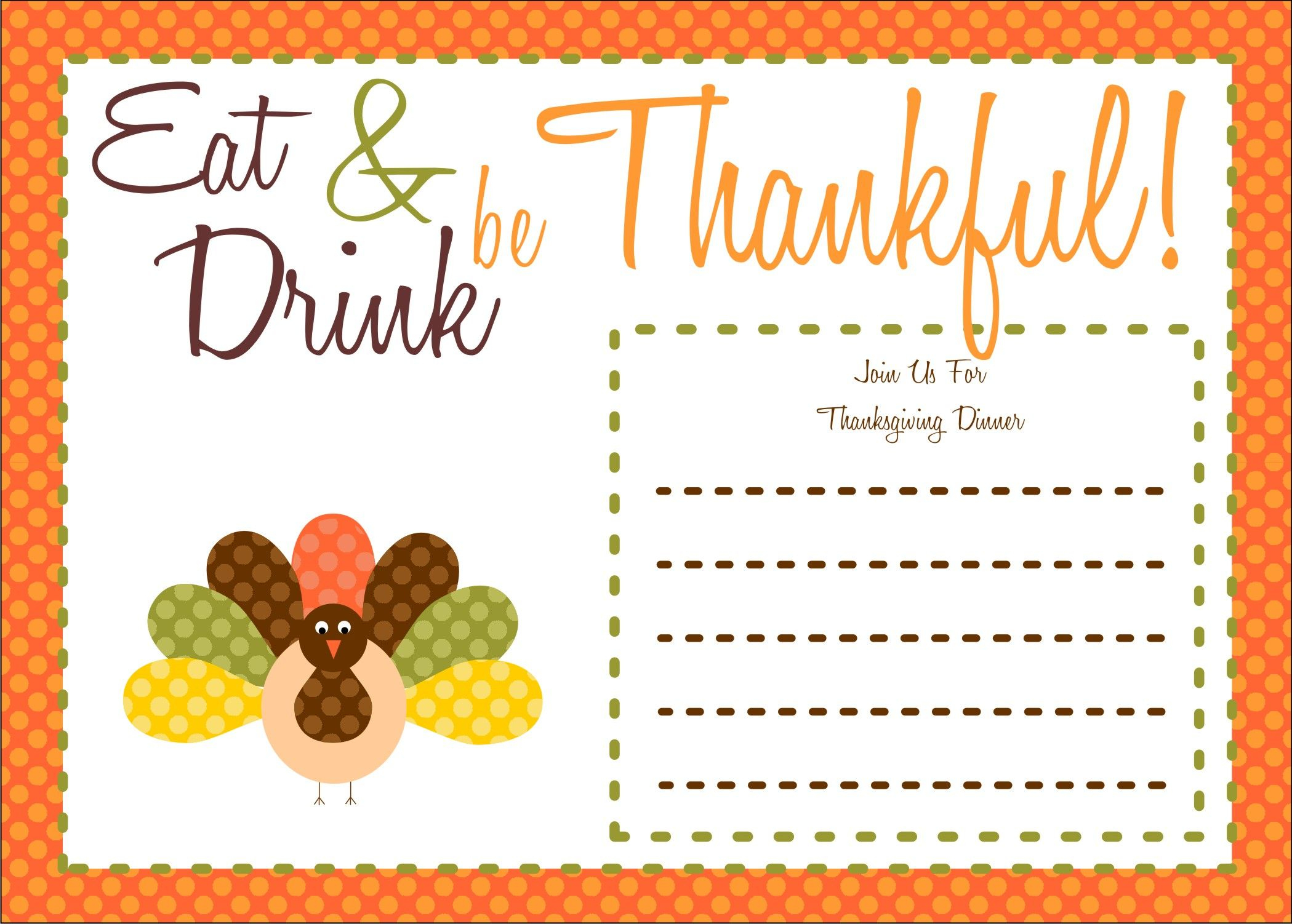 Free Thanksgiving Printables From The Party Bakery | Free Printables - Free Printable Thanksgiving Invitation Templates