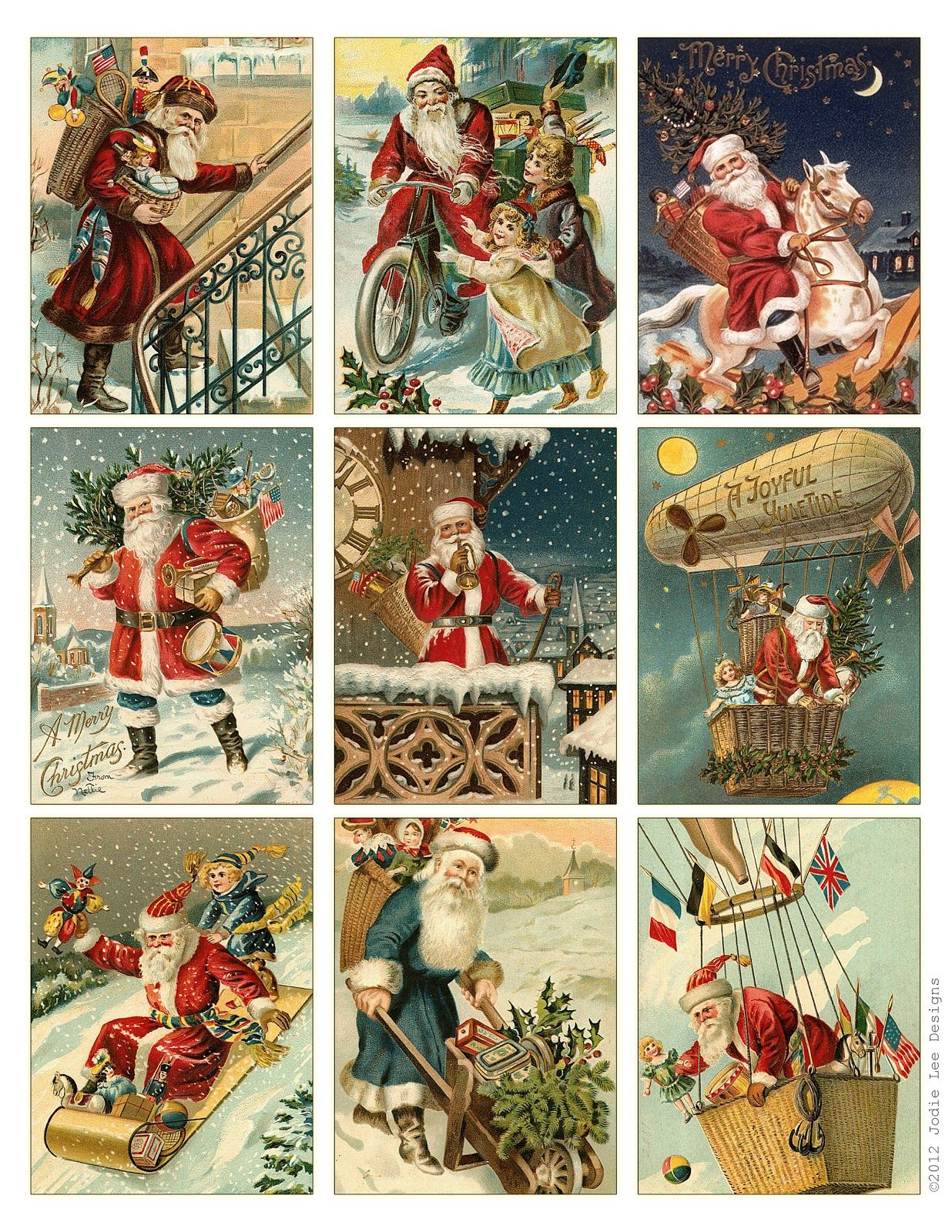 Free To Download! Printable Vintage Santa Tags Or Cards. | Free - Free Printable Vintage Art