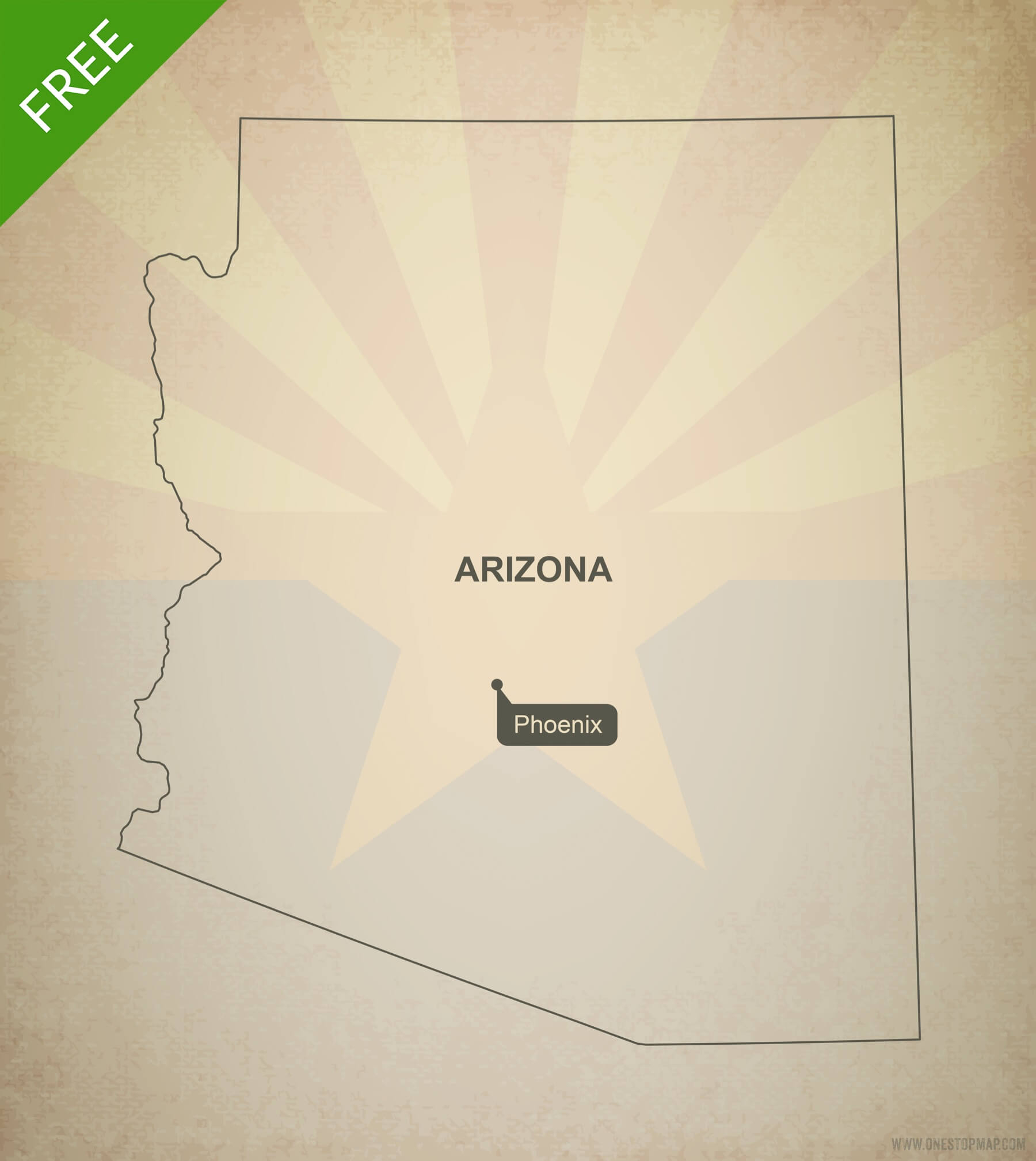 Free Vector Map Of Arizona Outline | One Stop Map - Free Printable Map Of Arizona