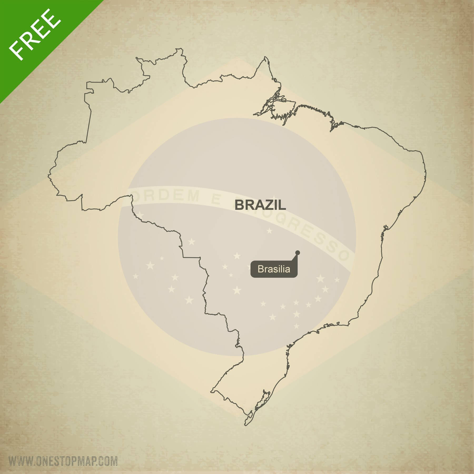 Free Vector Map Of Brazil Outline | One Stop Map - Free Printable Map Of Brazil