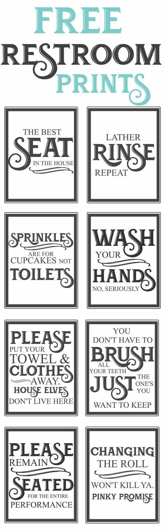 Free Vintage Bathroom Printables | Favorite Diy And Best Crafts - Free Printable Flush The Toilet Signs