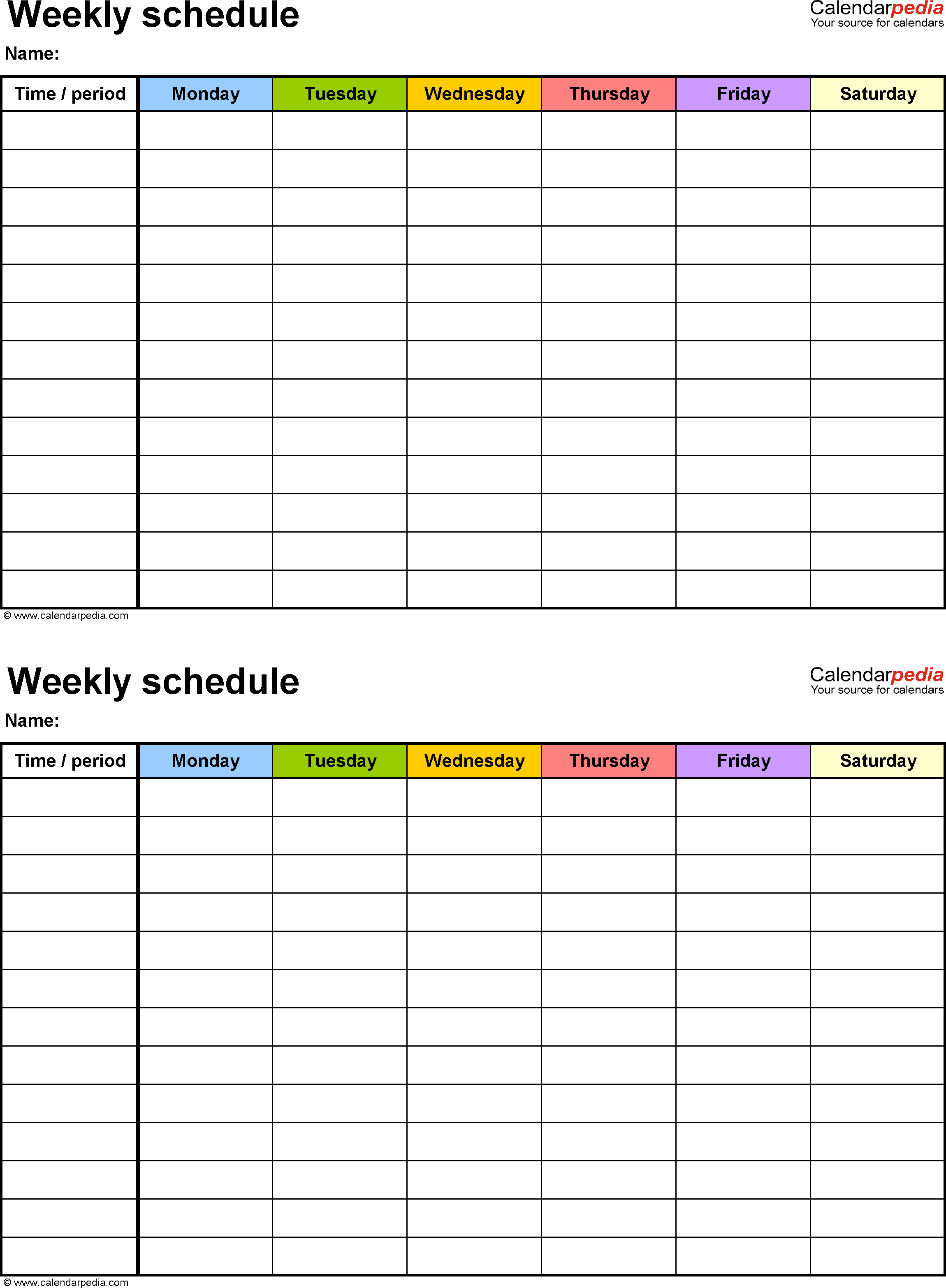 Free Weekly Schedule Templates For Pdf - 18 Templates - Free Printable Weekly Schedule