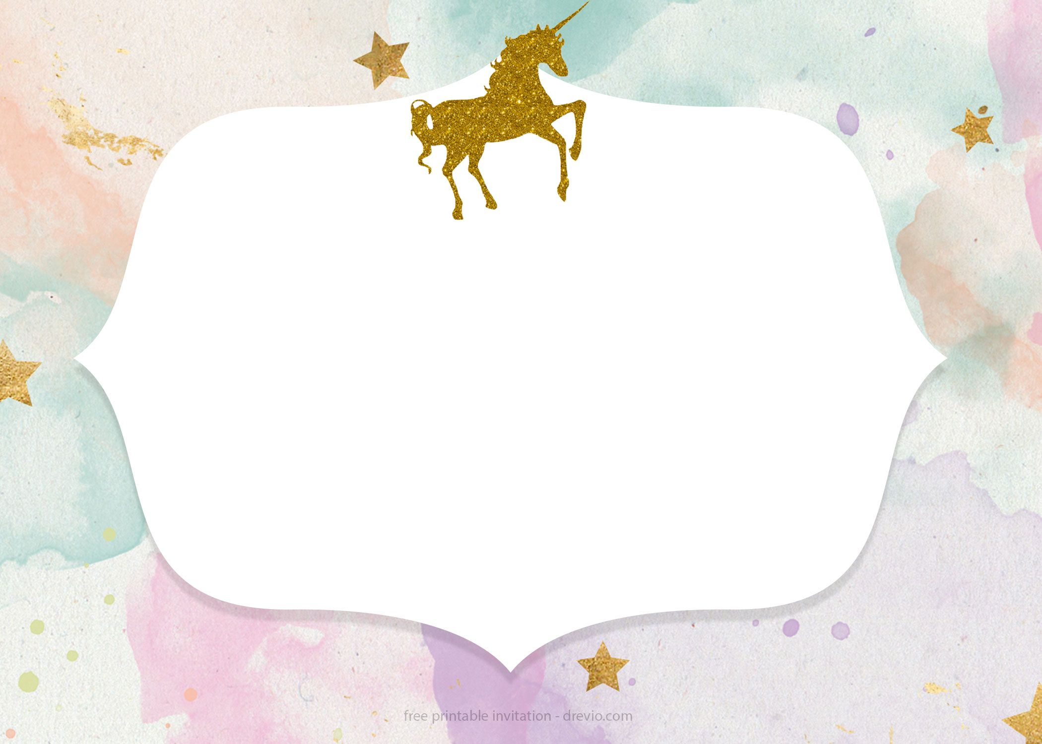 Free Whimsical Pastel Unicorn Birthday Invitation | Free - Free Printable Unicorn Birthday Invitations