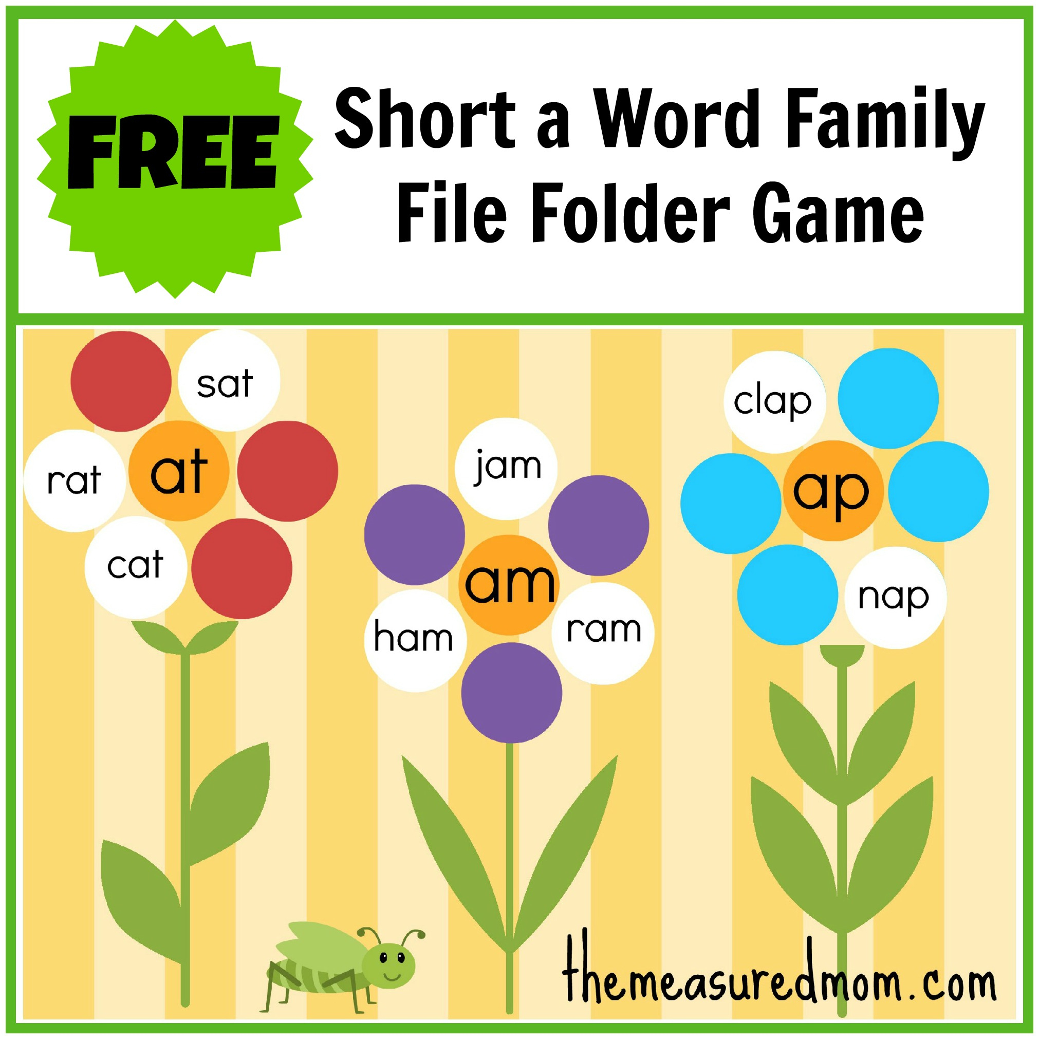 Free Word Family File Folder Game: Short A - The Measured Mom - Free Printable File Folders For Preschoolers