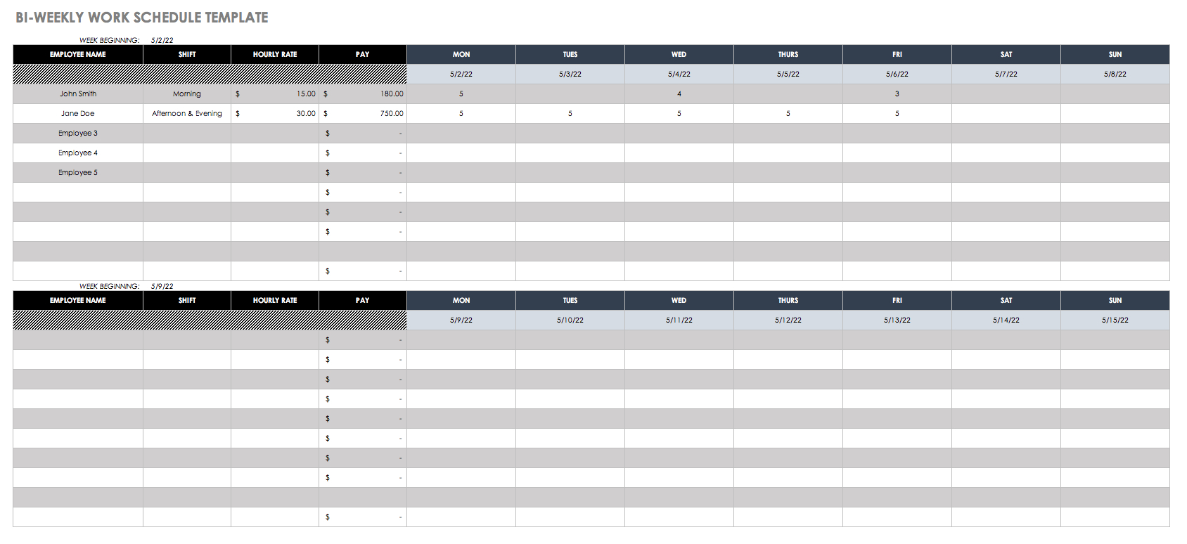 Free Work Schedule Templates For Word And Excel - Free Printable Weekly Work Schedule