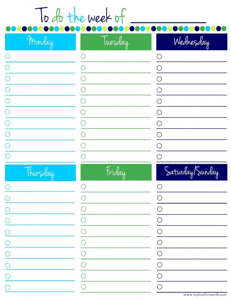 Freebie Friday: Weekly To Do List | Thrifty Thursday @ Lwsl | Weekly - Weekly To Do List Free Printable