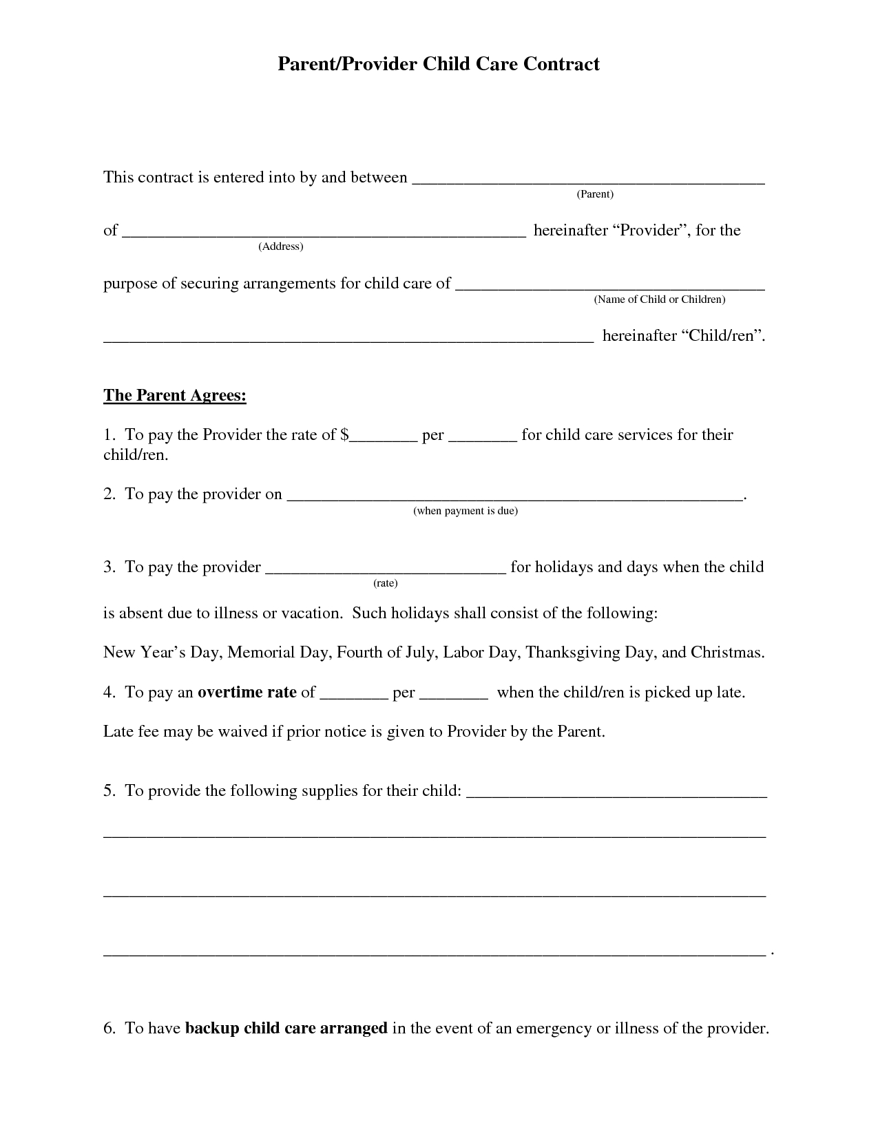 Free+Daycare+Contract+Forms | Printable Daycare Forms | Pinterest - Free Printable Daycare Forms For Parents