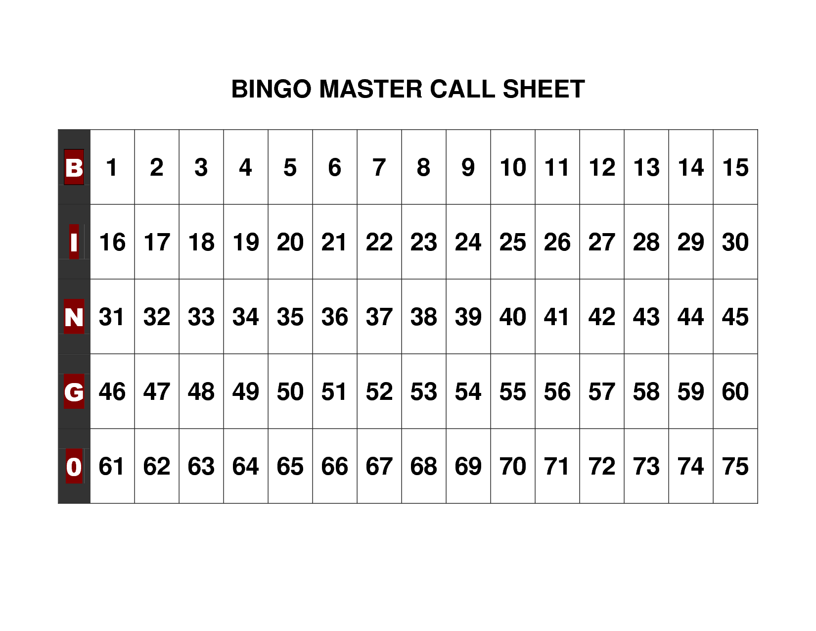 bingo sheets printable caller 175