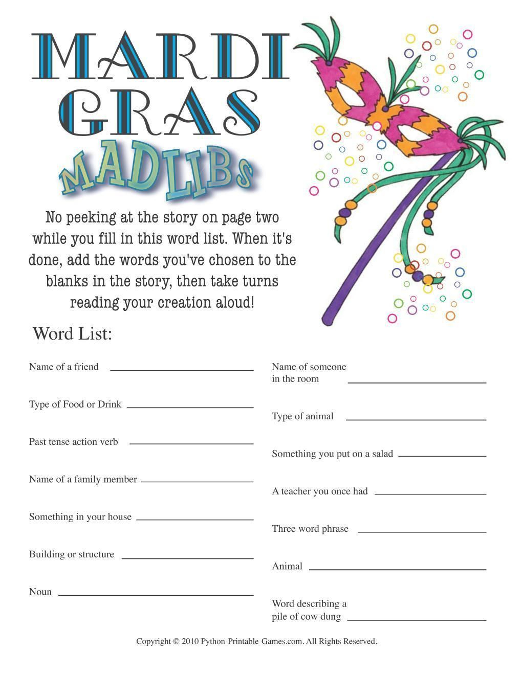 Frequently Asked Questions Contact - About Us All Our Games Blog - Free Printable Mardi Gras Games
