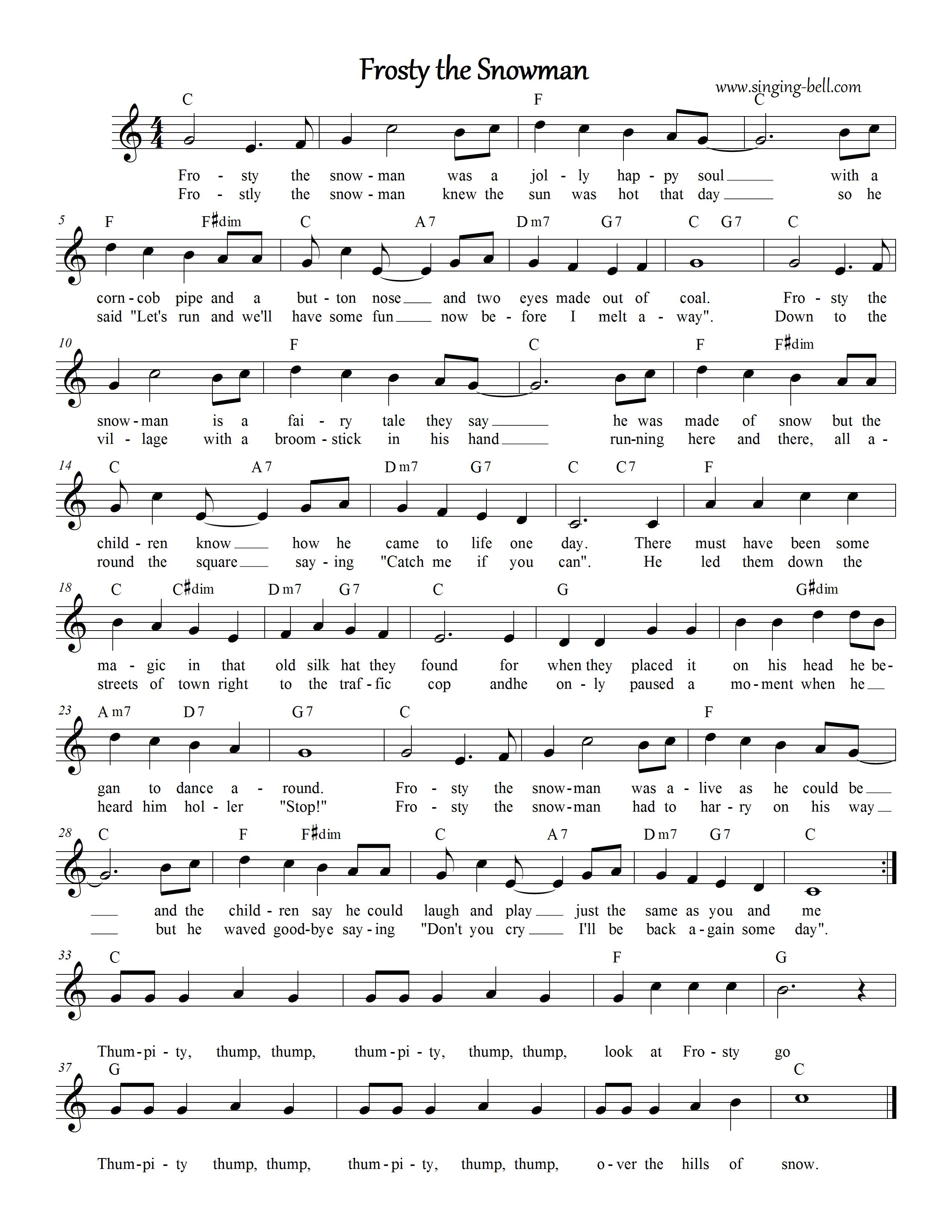 Frosty The Snowman | Free Christmas Carols Karaoke - Free Printable Lyrics To Christmas Carols