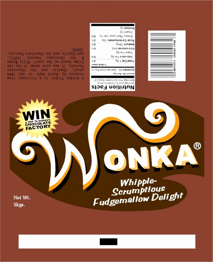 Wonka Bar Wrapper Printable Free